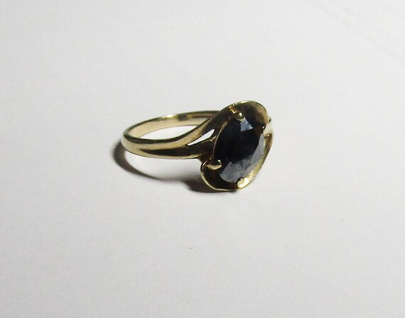 Vintage Hematite Solitaire Ring, solid 10K Y Gold… - image 8
