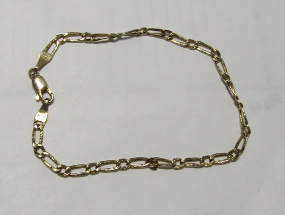 Vintage solid 14K Y Gold Simple Chain Bracelet, 7… - image 1