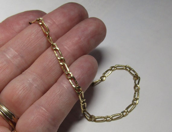 Vintage solid 14K Y Gold Simple Chain Bracelet, 7… - image 2