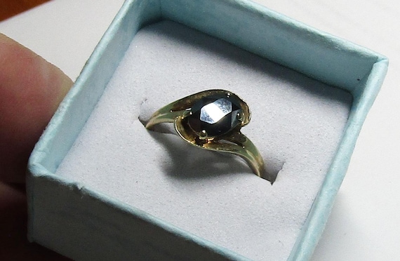Vintage Hematite Solitaire Ring, solid 10K Y Gold… - image 5