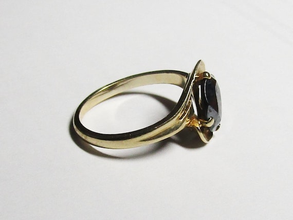 Vintage Hematite Solitaire Ring, solid 10K Y Gold… - image 1