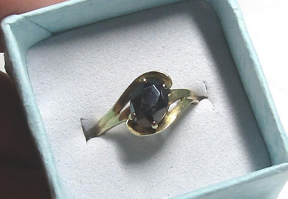 Vintage Hematite Solitaire Ring, solid 10K Y Gold… - image 2