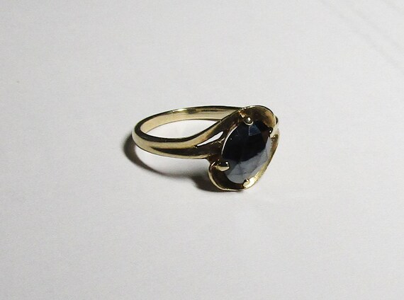 Vintage Hematite Solitaire Ring, solid 10K Y Gold… - image 3