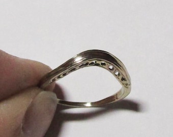 Vintage solid 14K Y Gold Ring Guard Band, size 6.5, free US basic shipping