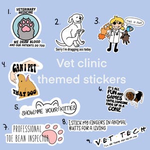 Pegatinas de técnico veterinario: pegatinas de vinilo mate impermeables