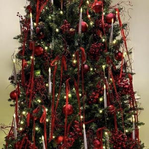 Laços de Natal em veludo vermelho para árvore de Natal, decoração natalina (conjunto de 10)