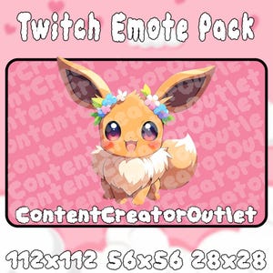 Cute Eevee Emote - Eevee in a flower crown - Twitch Emote