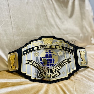 Intercontinental WWF Heavyweight Wrestling Championship Belt Replica Personalized Wrestling belt Zinc Material Genuine black Leather Strap
