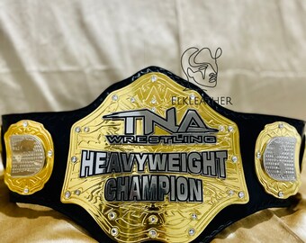 World TNA Wrestling Heavy Weight Champion Belt Replica Personalized Wrestling belt Zinc Material Genuine Red Leather Strap Gift for Dad