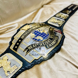 Intercontinental WWF Heavyweight Wrestling Championship Belt Replica Personalized Wrestling belt Zinc Material Genuine black Leather Strap
