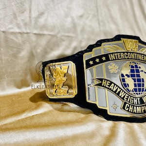 Intercontinental WWF Heavyweight Wrestling Championship Belt Replica Personalized Wrestling belt Zinc Material Genuine black Leather Strap