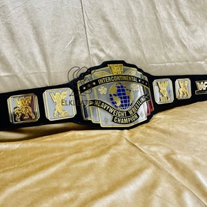 Intercontinental WWF Heavyweight Wrestling Championship Belt Replica Personalized Wrestling belt Zinc Material Genuine black Leather Strap