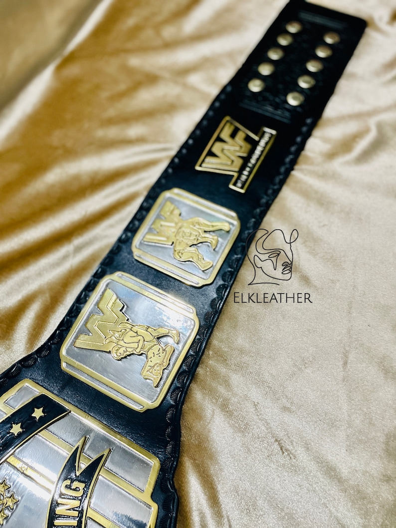 Intercontinental WWF Heavyweight Wrestling Championship Belt Replica Personalized Wrestling belt Zinc Material Genuine black Leather Strap
