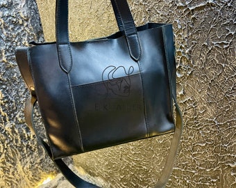 Genuine Handmade Leather Tote Bag For Women Small With Pocket Handmade Tote Bag With Shoulder Strap Shoulder Bag Crossbody Messenger Handbag