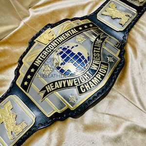 Intercontinental WWF Heavyweight Wrestling Championship Belt Replica Personalized Wrestling belt Zinc Material Genuine black Leather Strap