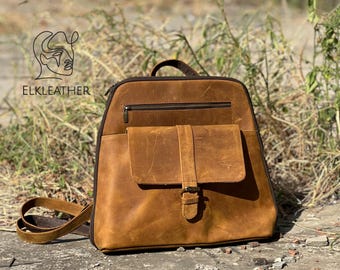 Genuine Women Leather Backpack Handmade Leather Rucksack Personalised Leather School Backpack Bag Leather ladies Bag, Leather Hiking Bag