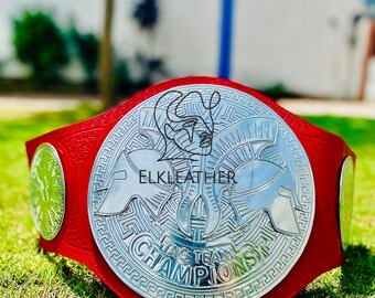 New Raw Tag Team Heavyweight Championship Belt Replica Personalized Wrestling belt With Red Leather Strap Custom Champion Belt Gift for DAD