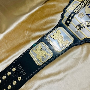 Intercontinental WWF Heavyweight Wrestling Championship Belt Replica Personalized Wrestling belt Zinc Material Genuine black Leather Strap