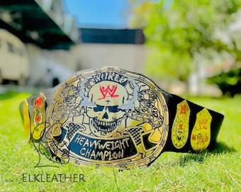 Smoking Skull Heavyweight Championship Belt Replica Personalized Wrestling belt Handmade Hand tooled Leather Custom Championship Belt