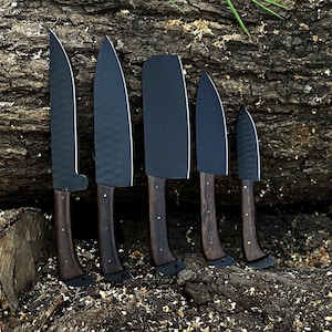 Custom handmade damascus steel chef set of 5pcs, Damascus Chef Set, Kitchen Knife Set, Damascus Knife Set, Anniversary Gift , Christmas Gift
