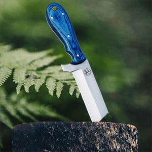 Custom Handmade Damascus Steel Bull Cutter Knife with Pancake Sheath, Full Tang Cowboy Knife, Gift for Him, Groomsmen, Birthday, Anniversary