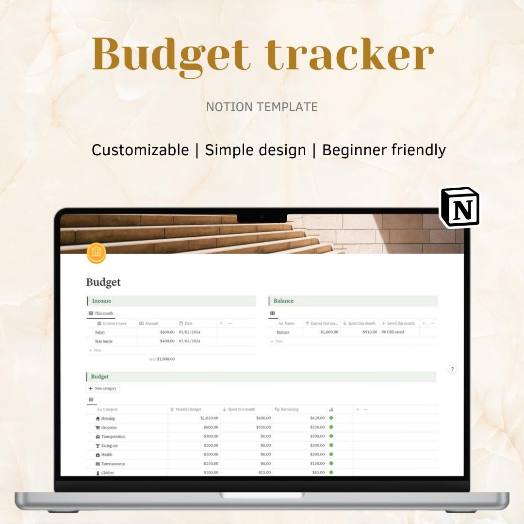 Notion Personal Budget Tracker Monthly Income Expense Tracker ...