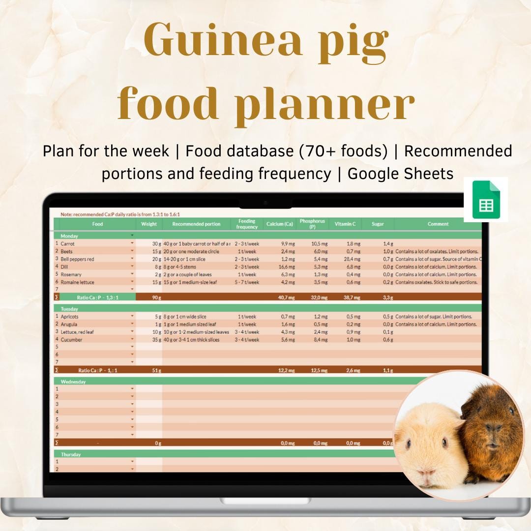 Picture Idea: Guinea Pig Food Planner And Calculator