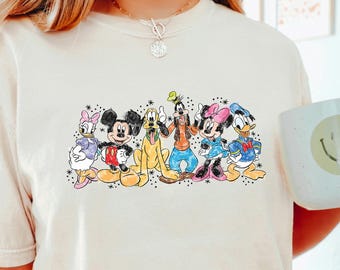 Mickey And Friends Watercolor Shirt, Comfort Colors, Disney Trip Shirt, Mickey And Co Shirt, Disney Friends Shirt, Disneyland Shirt 272891