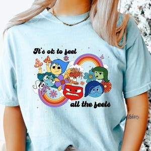Pixar Inside Out 2 Shirt, It&#39;S Okay To Feel All The Feels, Inside Out Movie Shirt, Pixar Inside Out Shirts, Comfort Colors Shirt 272336
