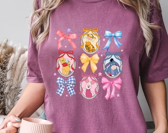 Camiseta con espejo de Winnie the Pooh, colores cómodos, camiseta con lazo de oso de Disney Pooh, camiseta de Piglet, Ígor y Tigger, camiseta de viaje familiar a Disneyland 273157