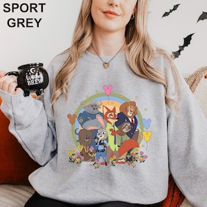 Disney Zootopia Characters Sweatshirt, Nick Wilde Judy Hopps Sweatshirt, Disney Family Trip Hoodie, Zootopia Mickey Balloons Crewneck 274659 bild 15