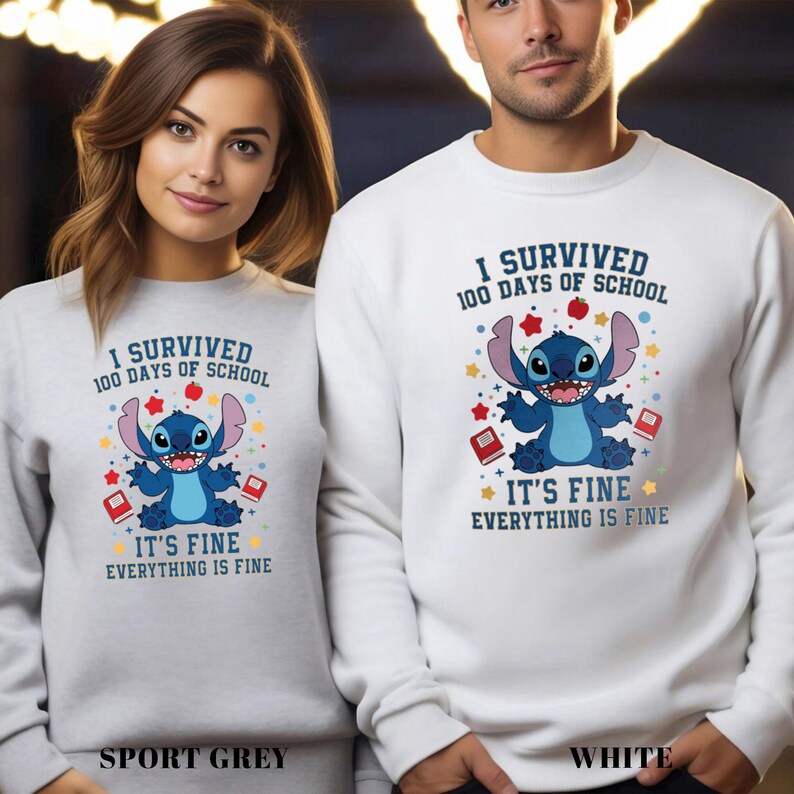 a man and a woman wearing matching sweatshirts