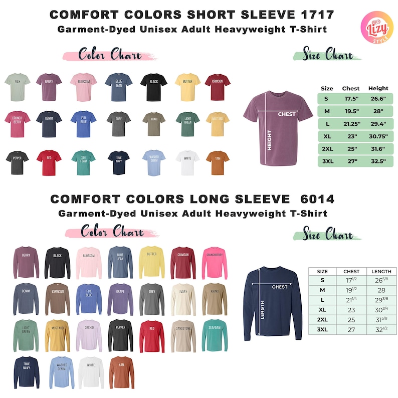 a poster with different colors and sizes of shirts