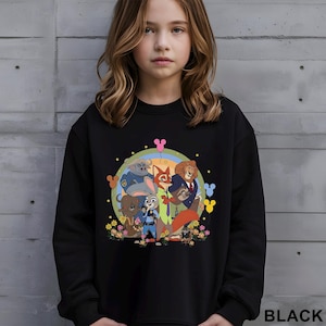 Disney Zootopia Characters Sweatshirt, Nick Wilde Judy Hopps Sweatshirt, Disney Family Trip Hoodie, Zootopia Mickey Balloons Crewneck 274659 bild 5