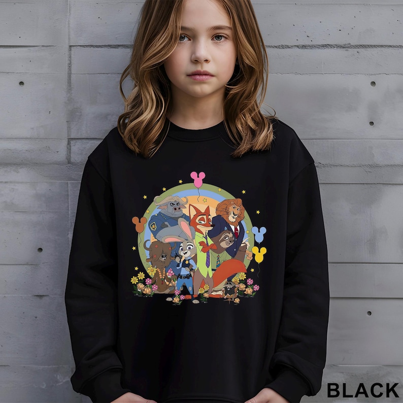 Disney Zootopia Characters Sweatshirt, Nick Wilde Judy Hopps Sweatshirt, Disney Family Trip Hoodie, Zootopia Mickey Balloons Crewneck 274659 bild 5
