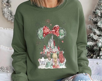 Christmas Princess Squad Sweatshirt, Minnie Magical Castle Hoodie, Disney Girls Trip Christmas Hoodie, Christmas Princesses Crewneck 274280