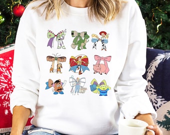 Coquette Toy Story Sweatshirt, Coquette Bow Sweatshirt, Disney Toy Story Hoodie, Disney Friends Woody Buzz Jessie Hamm T-Rex Crewneck 274136