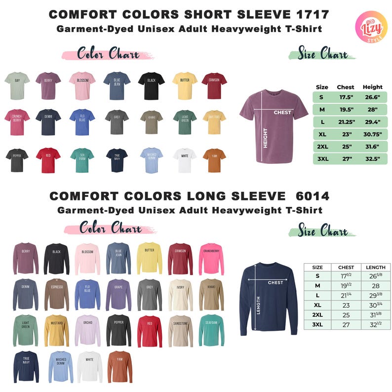 a poster with different colors and sizes of shirts