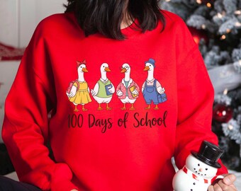 Silly Goose 100 Days Of School Sweatshirt, Goose School Sweatshirt, 100 Days Of School Celebration Hoodie, Silly Goose Team Crewneck 274410