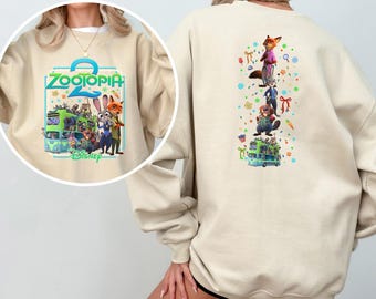 Disney Zootopia 2 Bus Sweatshirt, Disney Sweatshirt, Judy Hopps Nick Wilde Gary De'Snake Hoodie, Disneyland Zootopia Crewneck 274496