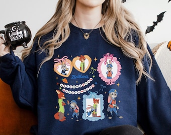 Coquette Mirror Zootopia Sweatshirt, Judy Hopps Nick Wilde Sweatshirt, Welcome To Zootopia Disney Hoodie, Locket Zootopia Crewneck 274525