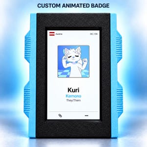 Anpassad Fursuit-märke, animerad digital tävlingsmärke | 5" färgskärm, din egen GIF-konst, samtyckskort