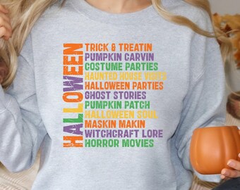 Halloween Trick or Treat Sweatshirt, Retro Halloween Shirt, Halloween Party Shirts, Halloween T-Shirts, Fall Crewneck, Halloween Sweater