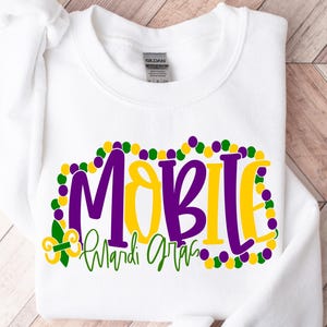 Mobile Mardi Gras Sweatshirt, Mardi Gras Sweater, Mobile AL Mardi Gras Shirt, Women Mardi Gras Costume, New Orleans Shirt for Party