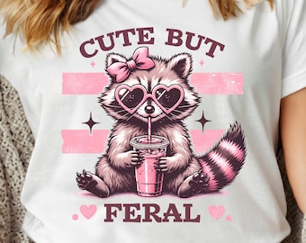 Cute But Feral Shirt, Meme Funny Raccoon Shirt, Gift for Kids, Raccoon T-Shirt, Toddler Shirt, Baby Clothing, Animal Outfits, Feral Sweater