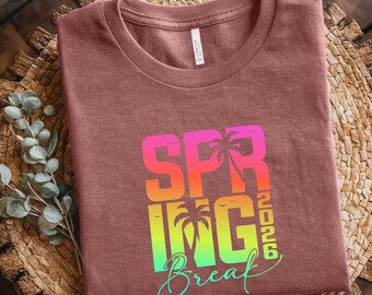 Spring Break 2026 Shirt, Retro Spring Break Tee, Beach Vacation Shirt, Palm Tree T-Shirt, Retro Sunset Shirt, College Spring Trip Tee