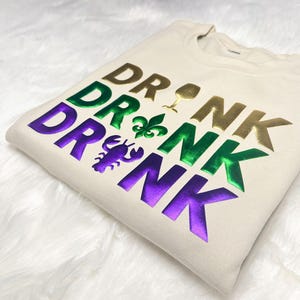 Mardi Gras Puff Sweatshirt, Mardi Gras Puff Shirts, 3D Embossed Mardi Gras Shirt, 3D Puff Mardi Gras Shirts, Mardi Gras Party Shirts, Trendy
