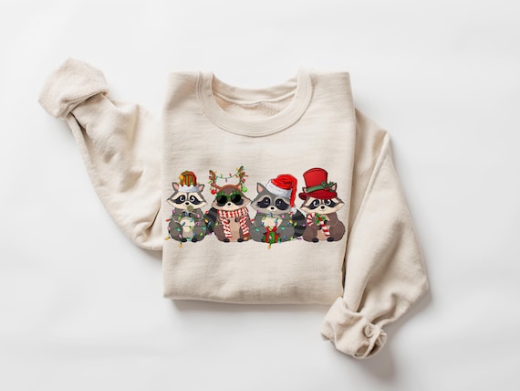 Santa Racoon Shirt, Christmas Racoon Sweatshirt, Funny Christmas Animal Shirt, Merry Christmas Sweatshirt, Christmas Gifts, Racoon Sweater