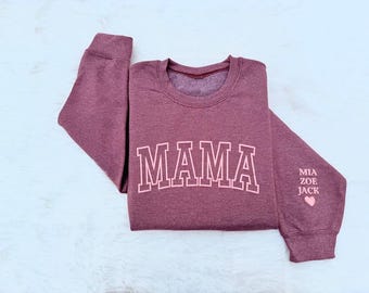 Personalized Mama Sweatshirt with Kids Names, Custom Shirt for Mothers Day, Mother's Day Gift, Embossed Mama Tshirt, New Mom Gift, Mama Gift