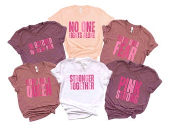 Custom Breast Cancer Awareness Shirts, Family Matching Cancer Support Group Tees, No One Fights Alone Shirt, In October We Wear Pink T-Shirt